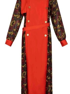 Pardon My Fro- Harlem Red Mesh Trench Coat